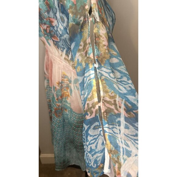 S Twelve Semi Sheer Blingy Dress Cover Up Y2K Gauzy Boho Beach Gypsy Fairy Sz L - Picture 5 of 12